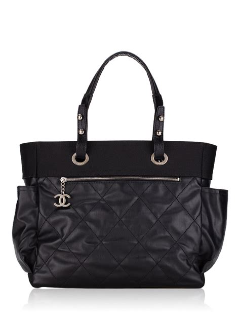 chanel coated canvas paris biarritz|CHANEL Coated Canvas Quilted Large Paris Biarritz Tote.